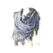 Cashmere Wool Blended Woven Square Shawl Animal Print